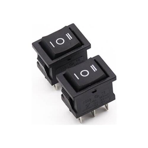 1PCS KCD1 Mini Black 3 Pin / 6 pin On/Off/On Rocker Switch AC 6A/250V10A/125V