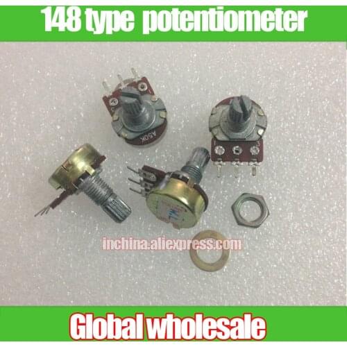 10pcs 148 type single joint potentiometer A50K A100K A200K / potentiometer handle 15MM