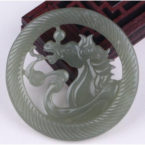 100% natural hetian jasper green jade pendant hollow dragon bird jade necklace brand men women jade jewelry jadeite