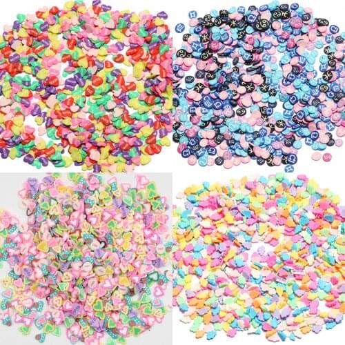 1000pcs/lot Mixed Style Polymer Clay Flat Soft Pottery Slices For Scrapbooking Decoration Epoxy Mold Filler Nail Art Accessories