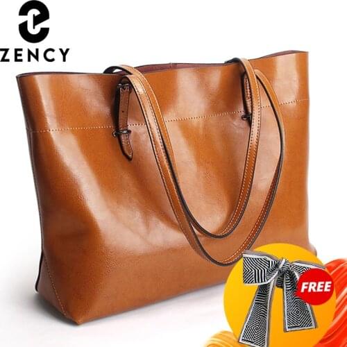 2021 New Style Brown Women Handbag 100% Genuine Leather Female Shoulder Purse Ladies Black Tote Bag Large Capacity Shopping Bags