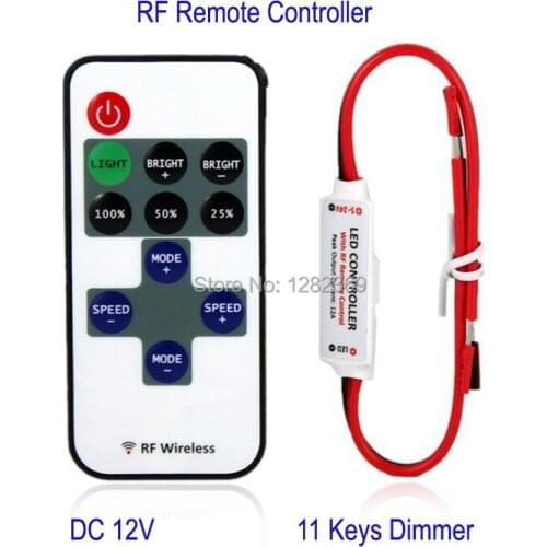 30pcs/lot RF Remote Controller DC 5V 12V 24V 12A 60W 144W 288W 11 Keys Mini Dimmer For Led Single Color Strip