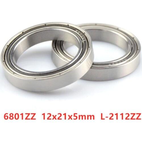 50pcs/100pcs 6801ZZ 12x21x5mm L-2112ZZ thin wall deep groove ball bearing 6801 -2Z 12*21*5 mm