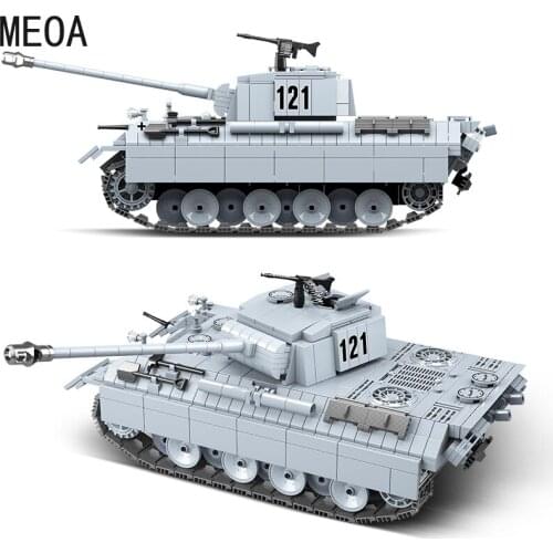 990PCS WW2 Military Panther Tank 121 Building Blocks Military Tiger Tank Soldier Weapon Army Bricks Boys Toys For children