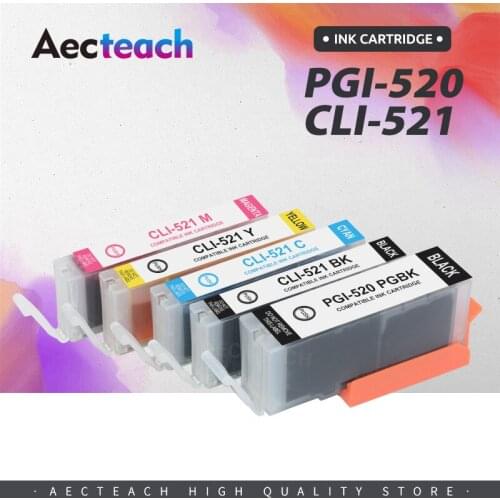 Aecteach new PGI-520 PGI 520 CLI 521 Ink Cartridge For Canon PIXMA iP3600 ip4600 ip4700 MP540 MP550 MP560 MP620 MP630 MP640