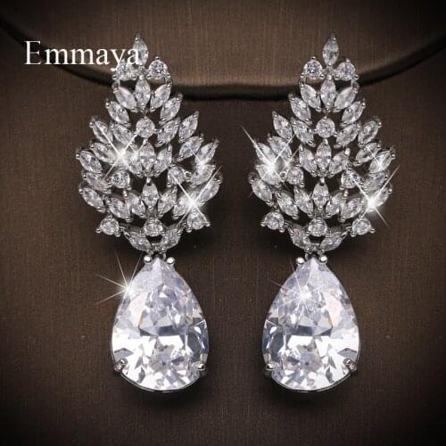 Emmaya Shiny Cubic Zircon Waterdrop Shape Earring For Female Charming Jewlery Multicolor Choice Igenious Design Party Gift
