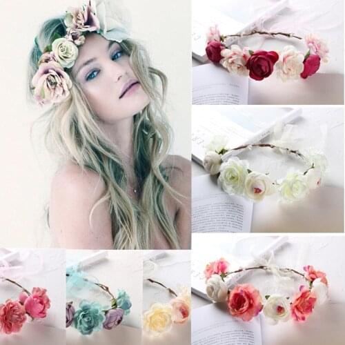 Diadem Flower Crown Wedding Bride Wreath of Flowers Head Band Bohemia Women Hair Accessories Flower Headband Headpiece