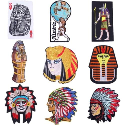 Egyptian Pharaoh Iron On Patches On Clothes Stripes Stickers Badge On The Back Indian Cool Applique For Crafts Embroidery Patch