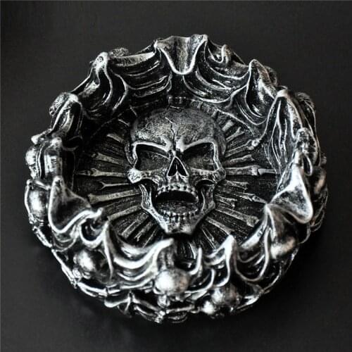 EUROPEAN RETRO BLAZING SKULL ASHTRAY FASHION OFFICE ASHTRAY MULTIFUNCTION RESIN CRAFT HOME DECORATION BOY GIFT R3711