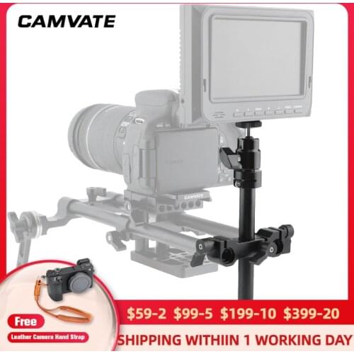 CAMVATE 360°swivel Ball Head Holder With 1/4"-20 Male Thread Mount + 15mm Rod Clamp+15mm Rod For Monitor,Flash Light,Video Light
