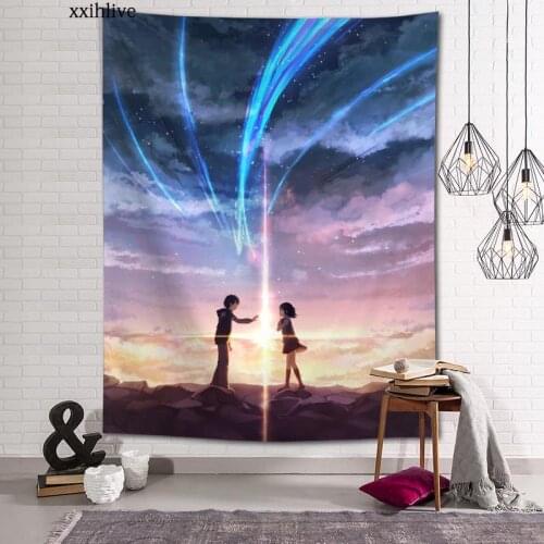 Tapestry Japanese Anime Your Name Printed Large Wall Tapestries Hippie Wall Hanging Bohemian Wall Art Decoration Room Decor