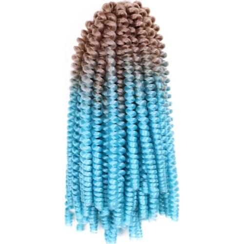 Hywamply 8" Fluffy Spring Twist Crochet Hair Extensions Synthetic Kinky Twist Bouncy Braids Black Brown Grey Ombre Braiding Hair