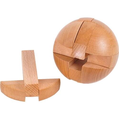 IQ Brain Teaser Kong Ming Lock Classical Educational Toys Kids Adults 3D Wooden Interlocking Burr Puzzles Game Wood Color