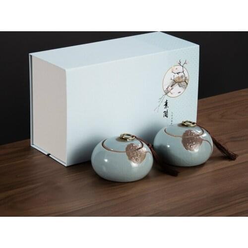 Cofee Sugar Ceramic Tea Caddies Gift Canister Storage Handmade Accessories Simple Tea Caddies Seal Caja De Te Home Garden DG50TC