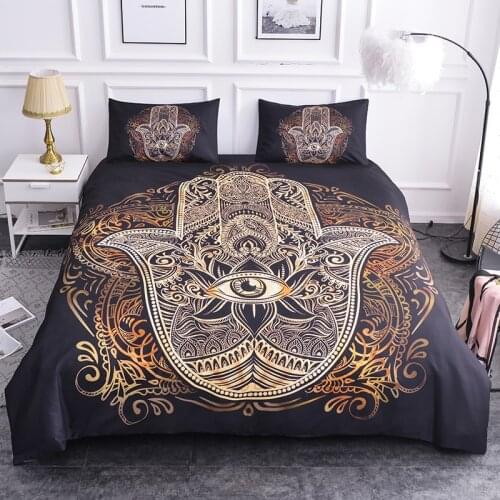ZEIMON Golden Hand With Eyes Duvet Cover And Pillowcase Black Bedding Set Vintage Soft Microfiber Quilt Cover Set 2/3Pcs