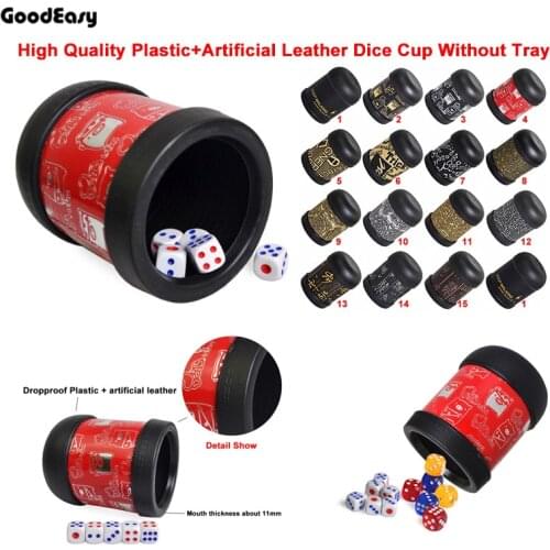 KTV Bar Colorful Gambling Casino Printing Leather + Plastic Dice Cup With 6pcs #13 White Dices/ 16mm Acrylic Dices Indoor Game