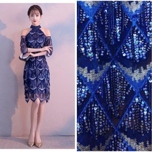 LASUI New 1 y=1 lot 12 colors tassel sequins embroidery lace fabric brilliant diy Dance/evening dress skirt fabric W0084