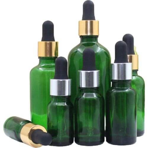 5ml 10ml 15ml 20ml 30ml 50ml 100ml Matte Black Rubber Dropper Bottle Empty Green Glass Essential Oil Cosmetic Packaging Vials