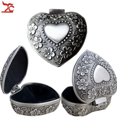 Fashion Metal Antique Jewelry Box Ring Jewelry Storage Organizer Chest Christmas Gift Small Gift 6*6*3cm