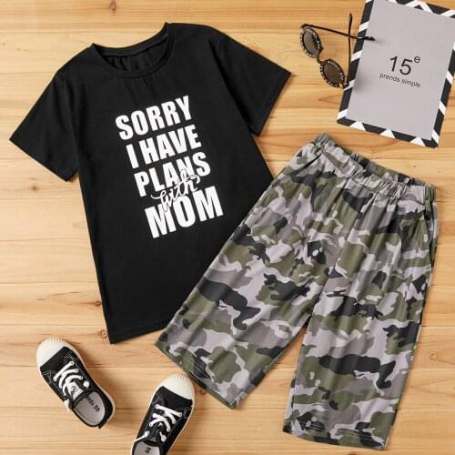 PatPat Fashionable Kid Boy Camouflage Casual Set