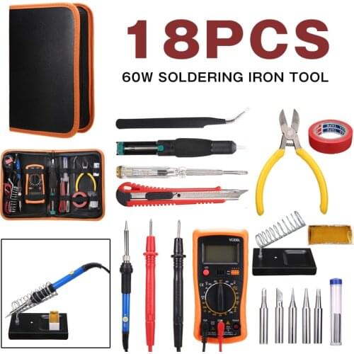 60W Soldering Iron Tool Kit Tin Wire Tube Multimeter 220V Electric Soldering Iron Pen Tweezers Desoldeirng Pump For Iron Welding