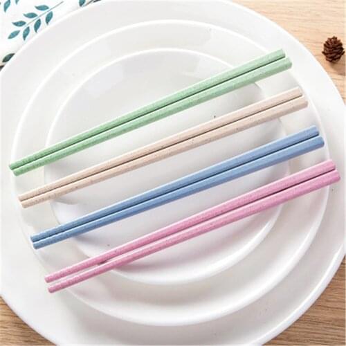 1 Pairs Non-slip Wheat Straw Chopsticks Household Reusable Wheat Straw Chopsticks Kitchen Tools Tableware 18.5cm