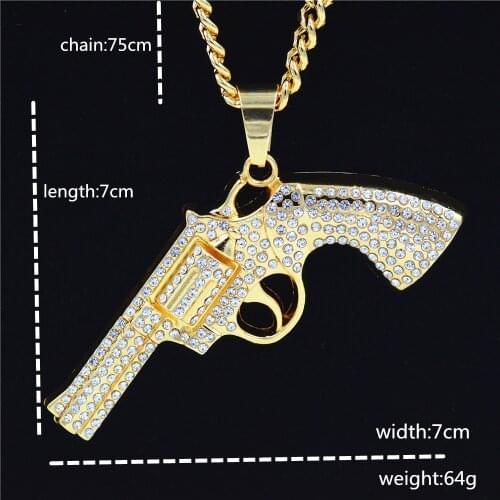 2021 New European and American Jewelry hip-hop Necklace men 's Mini pistol pendant simple rifle shape alloy jewelry pendant