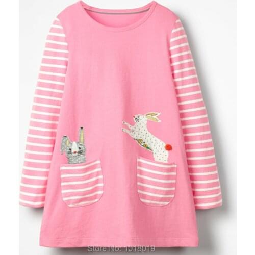 Rabbit 100% Combed Cotton Baby Girl Clothes Infant Dress Casual Kids Dress Long Sleeve One-piece Dresses for Girls Brand Tops 3Y