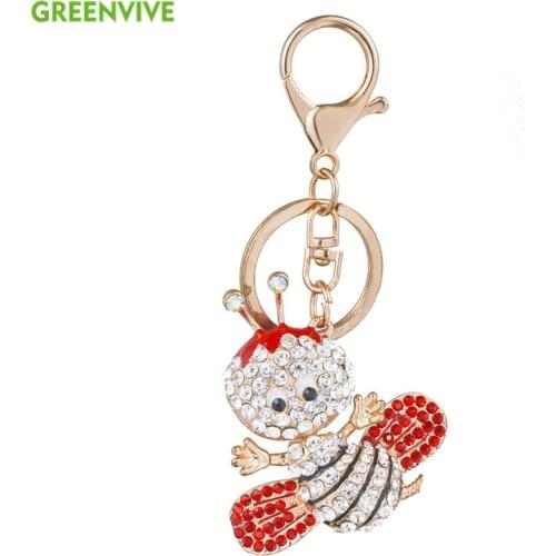 Lovely Bee Honeybee Pendant Charm Rhinestone Crystal Purse Bag Keyring Key Chain Accessories Wedding Party Gift