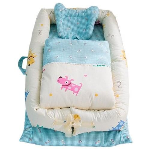 Portable Baby Crib With Quilt Infant Toddler Cradle Cot For Newborn Nursery Travel Folding Baby Nest Washable Bed For Baby Care