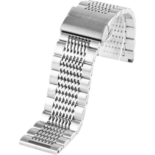 New 22MM Watches Strap Stainless Steel Replacement Bracelet Wrist Belt Classic Watch Accessories for Man Male Boys Gifts
