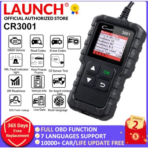 LAUNCH X431 Creader 3001 Full OBDII/EOBD code reader scanner Multilingual CR3001 Car diagnostic tool PK ELM 327