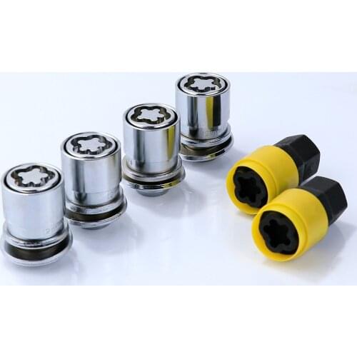 Silver 4pcs nuts+2keys Steel Anti-Theft Security Car Wheel Rim Lug Nuts Locking Lock Bolts
