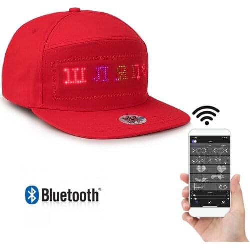 Red Bluetooth LED hat programmable scrolling message display board baseball cap hip hop hip-hop party parade golf fishing cap