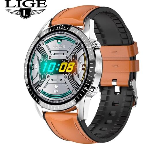 LIGE Bluetooth call Full circle touch screen Mens Smart Watches IP67 Waterproof Sports Fitness Watch Luxury Smart Watch for men