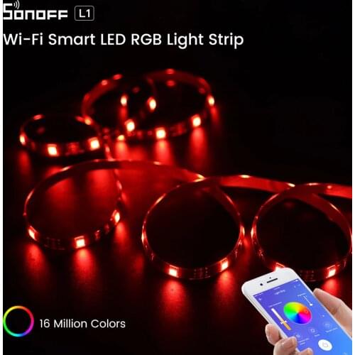 Itead SONOFF L1 Wifi RGB Led Light Strip 5050 Smart Frexible Cuttable Led Strip Waterproof Works With Alexa Google Home eWeLink