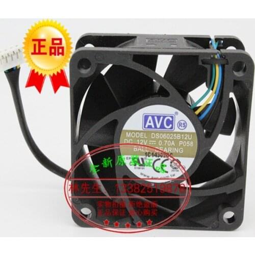 NEW AVC DS06025B12U P058 6025 DC12V 4lines PMS temperature control PWM cooling fan