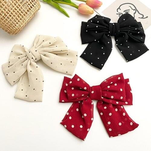 1PC Fashion Small Dot Barrettes Bow For Women Knotted Hair Clip Bow Sweet Double Layer Hairpin Ponytail Clip Hair Accessories