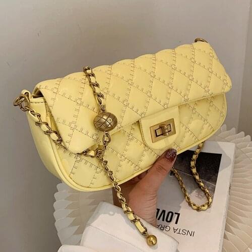 Women Leather Handbags Luxury Shoulder Bags Female Sac Diamond Lattice Crossbody Bag for Women Solid Chain Messenger Bags Ladies