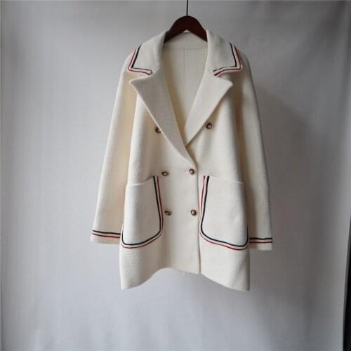 Winter Wool Blends Long Coat Women Korean Fashion Double Breasted Pocket Thick Woolen Jacket Loose Casual Female Outerwear G1425