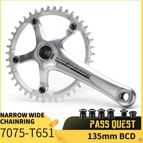 PASS QUEST is suitable for CAMPAGNOLO five-claw 135BCD road bicycle sprocket 40-58T bicycle crank sandblasted 7075 aluminum
