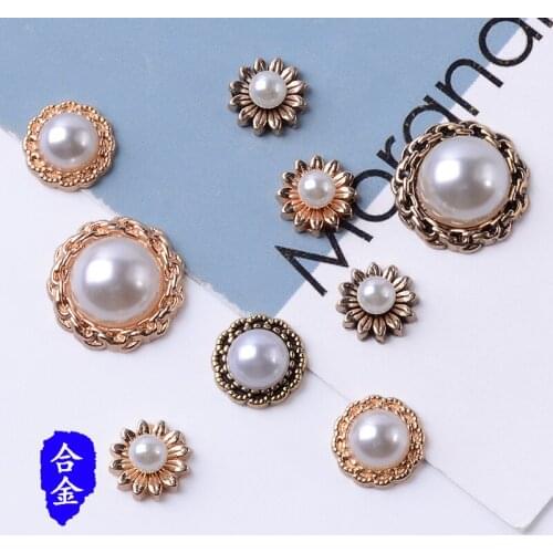 DIY Handmade Jewelry Making 10pcs 10/11/18mm Anti-gold color New fashion Alloy Material Imitation Pearl Flower Shape charm