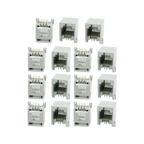 15 Pcs RJ12 6P6C ADSL Network Jacks Sockets Ports Gray 13 x 12 x 14.5mm