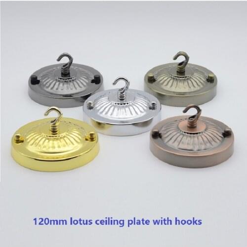 2pieces/lot 120x70mm Retro Vintage Antique lotus Ceiling Plate with hanging hook for cord pandant lights Chandelier Lamp