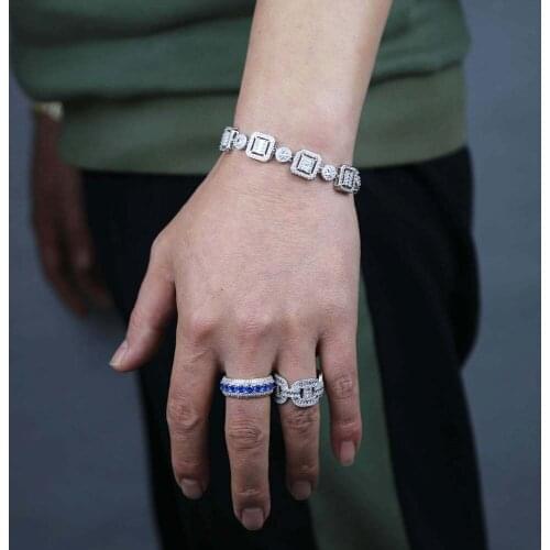 2021 iced out sparking bling Square 5A Cubic zirconia CZ Tennis Chain Bracelets for men women fashion wedding jewelry wholesale