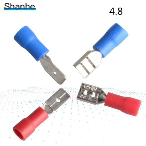4.8mm 25 Female + 25 Male Insulated Spade Wire Connector Electrical Crimp Terminal