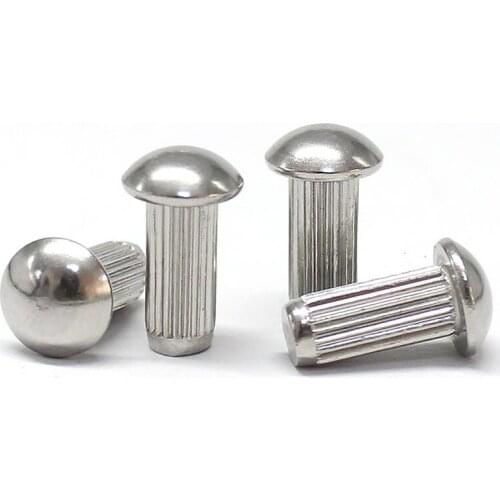 50pcs M2.5 304 stainless steel round head knurled rivets pan solid rivet knock rivetings tap riveting GB827 3mm-12mm length