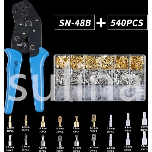 540/360PCS Insulated Male Female Wire Connector 2.8/4.8/6.3mm Electrical Wire Crimp Terminals Spade Connectors Assorted Kit