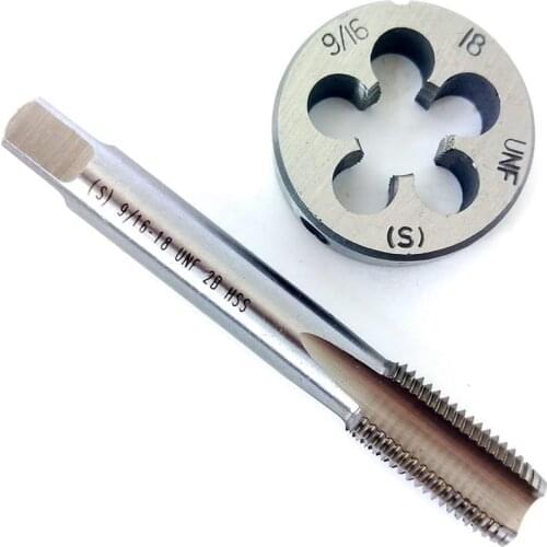 9/16-18 4 Flutes HSS Bottom Taper RIight Hand Thread Tap And Round Thread Die Set