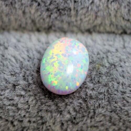 White opal loose created gemstone beads oval shape flat base cabochon created gemstones stone for jewelry making DIY bright